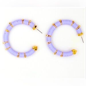 Gold Plated Rivet Colorful Hoop Earrings